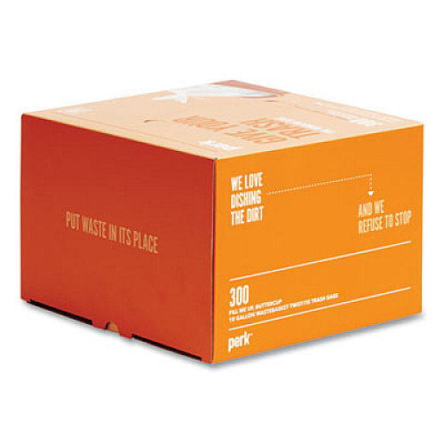 Perk Twist-Tie Light-Duty Can Liners, 10 gal, 0.36 mil, 24" x 24", Clear, 300/Box (24377878)