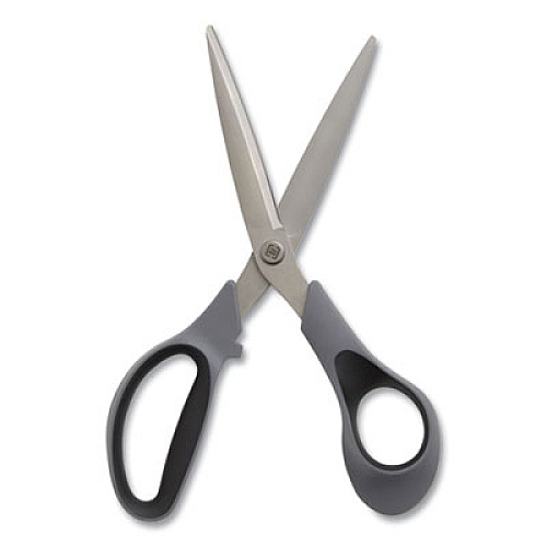 TRU RED Non-Stick Titanium-Coated Scissors, 8" Long, 3.86" Cut Length, Gun-Metal Gray Blades, Gray/Black Straight Handle (24380509)