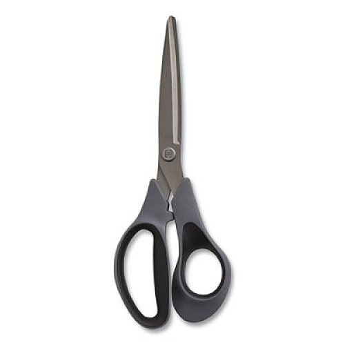 TRU RED Non-Stick Titanium-Coated Scissors, 8" Long, 3.86" Cut Length, Gun-Metal Gray Blades, Gray/Black Straight Handle, 2/Pack (24380514)