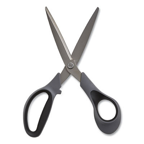 TRU RED Non-Stick Titanium-Coated Scissors, 8" Long, 3.86" Cut Length, Gun-Metal Gray Blades, Gray/Black Straight Handle, 2/Pack (24380514)