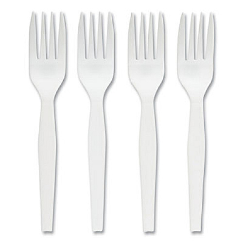 Perk Eco-ID Mediumweight Compostable Cutlery, Fork, White, 300/Pack (24394114)