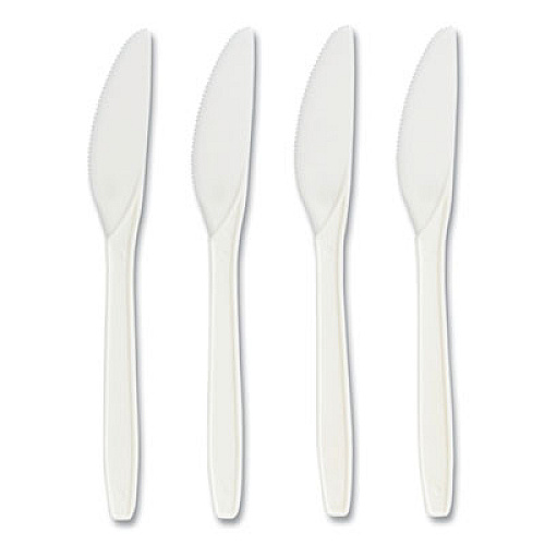 Perk Eco-ID Compostable Cutlery, Knife, White, 300/Pack (24394130)