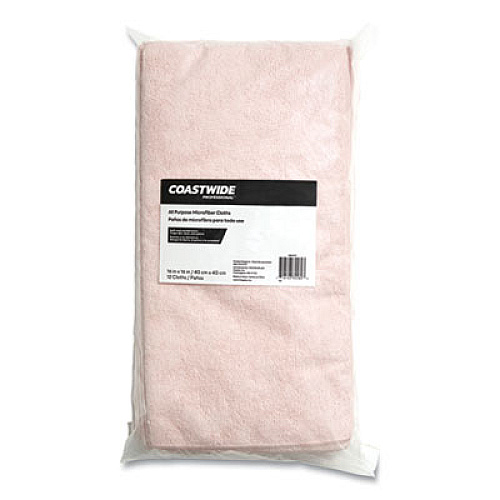 Coastwide Professional Microfiber Wipers, 15.75 x 15.75, Pink, 12/Pack (24398916)