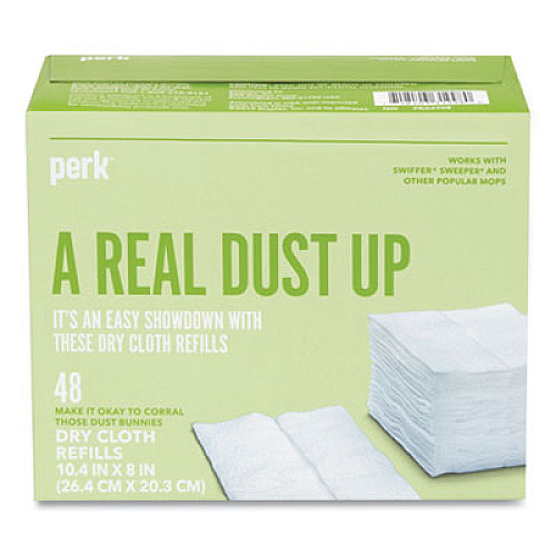 Perk Dry Cloth Refills, White, 8 x 10.4, 48/Pack (24382522)