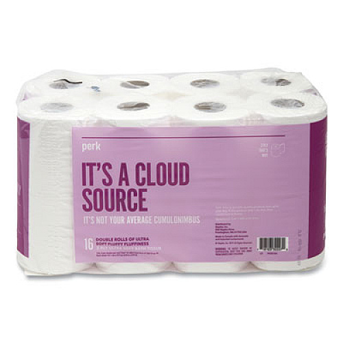 Perk Ultra Soft Two-Ply Standard Toilet Paper, Septic Safe, White, 154 Sheets/Roll, 16 Rolls/Pack (24380330)