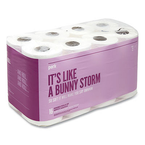 Perk Ultra Soft Two-Ply Standard Toilet Paper, Septic Safe, White, 154 Sheets/Roll, 16 Rolls/Pack (24380330)