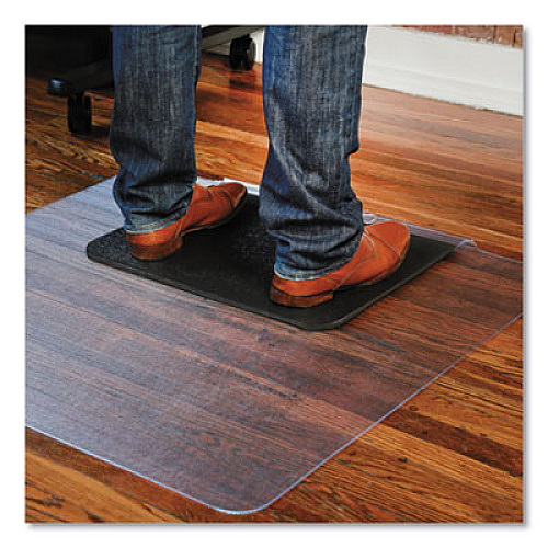 ES Robbins Sit or Stand Mat for Carpet or Hard Floors, 36 x 53 with Lip, Clear/Black (184612)