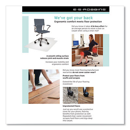 ES Robbins Sit or Stand Mat for Carpet or Hard Floors, 36 x 53 with Lip, Clear/Black (184612)
