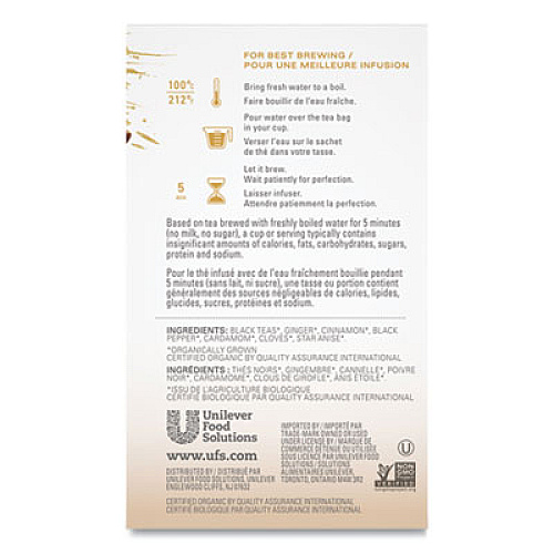 Tazo Chai Organic Black Tea, Filter Bag, 24/Box (149904)