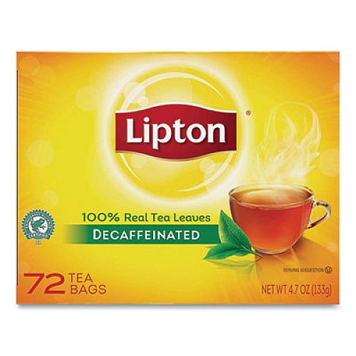 Lipton Tea Bags, Decaffeinated, 72/Box (290)