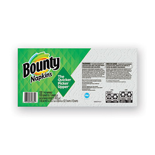 Bounty Quilted Napkins, 1-Ply, 12.1 X 12, White, 100/pack, 20 Packs Per Carton (34884CT)