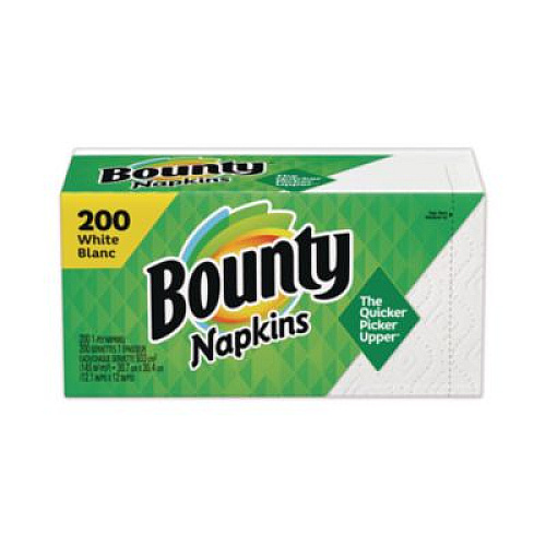 Bounty Quilted Napkins, 1-Ply, 12.1 x 12, White, 200/Pack, 8 Packs/Carton (96595CT)