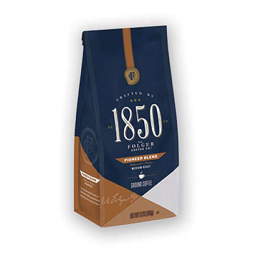 1850 Coffee, Pioneer Blend, Medium Roast, Ground, 12 oz Bag (60514EA)