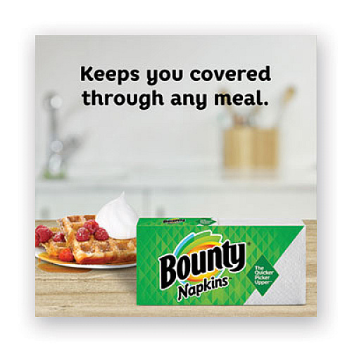 Bounty Quilted Napkins, 1-Ply, 12.2 x 12, White, 200/Pack, 400/Carton (59096)