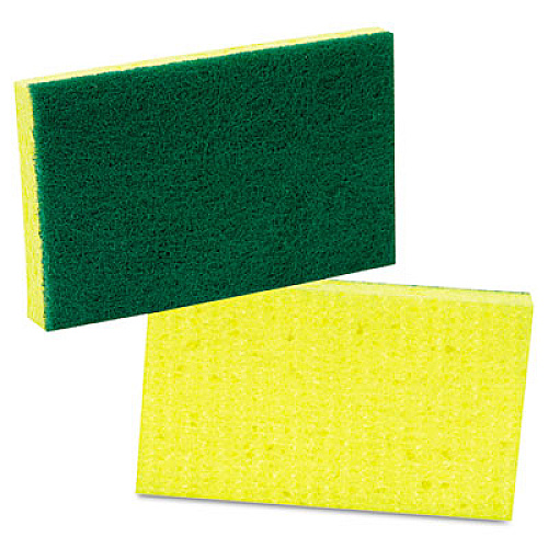 Scotch-Brite PROFESSIONAL Medium-Duty Scrubbing Sponge 74, 3.6 x 6.1, 0.7" Thick, Yellow/Green, 10/Pack (74CC)