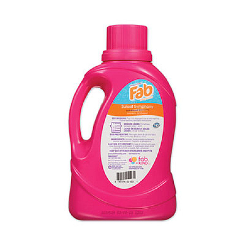Fab Laundry Detergent Liquid, Sunset Symphony (Sun Kissed Blossoms), 40 Loads, 60 oz Bottle, 6/Carton (FABBB34)