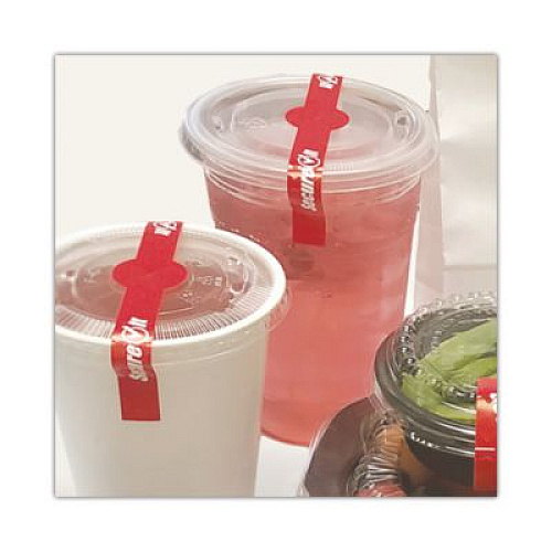 National Checking Company SecureIT Tamper Evident Food Container Seals, 1 x 7, Red, Paper, 250/Roll, 2 Rolls/Pack (P17SI2)