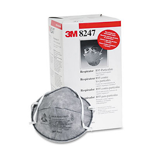 3M R95 Particulate Respirator w/Nuisance-Level Organic Vapor Relief, One Size Fits All, 20/Box (8247)