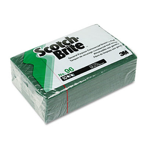 Scotch-Brite PROFESSIONAL Commercial Scouring Pad 96, 6 x 9, Green, 10/Pack (96CC)
