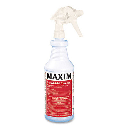 Maxim Germicidal Cleaner, Lemon Scent, 32 oz Bottle, 12 Bottles and 1 Trigger Sprayer/Carton (04100012)