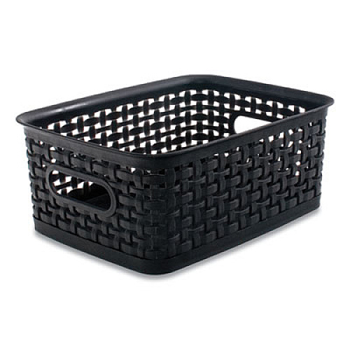 Advantus PLASTIC WEAVE BIN, SMALL, 10" X 7.5" X 4", BLACK (130440)