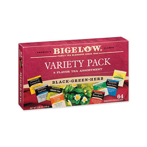 Bigelow VARIETY PACK ASSORTED TEA BAGS, INDIVIDUALLY WRAPPED, 64 TEA BAGS/BOX (390221)