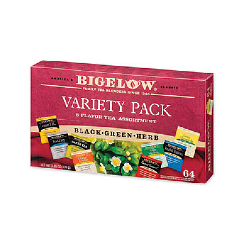 Bigelow VARIETY PACK ASSORTED TEA BAGS, INDIVIDUALLY WRAPPED, 64 TEA BAGS/BOX (390221)