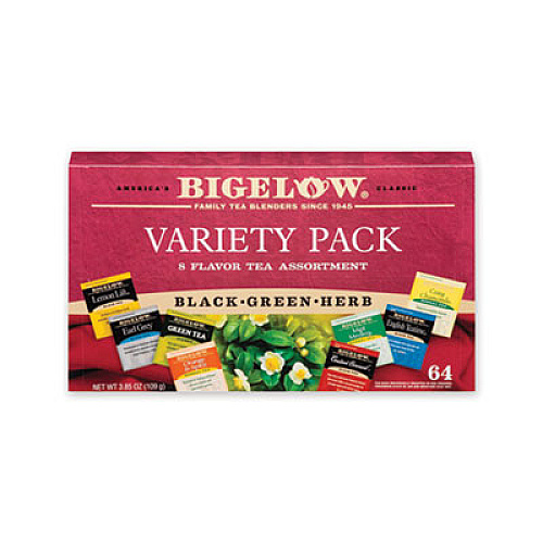 Bigelow VARIETY PACK ASSORTED TEA BAGS, INDIVIDUALLY WRAPPED, 64 TEA BAGS/BOX (390221)