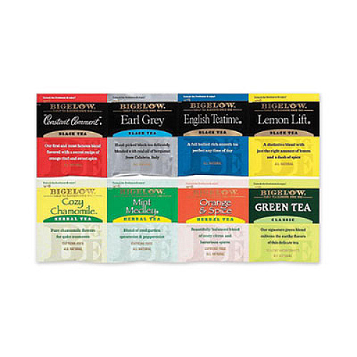 Bigelow VARIETY PACK ASSORTED TEA BAGS, INDIVIDUALLY WRAPPED, 64 TEA BAGS/BOX (390221)