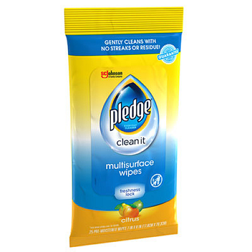 Pledge Multi-Surface Cleaner Wet Wipes, Cloth, 7 x 10, Fresh Citrus, 25/Pack (319249EA)