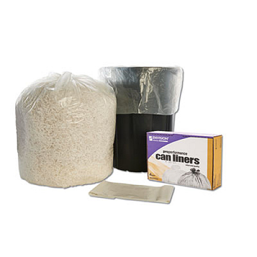 AbilityOne 8105015171354, SKILCRAFT Linear Low Density Can Liners, 45 gal, 0.6 mil, 40" x 46", Clear, Flat Pack, 40/Box