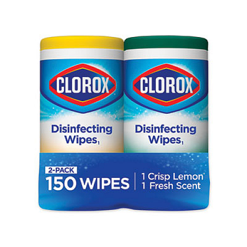 Clorox Disinfecting Wipes, 7 x 8, Fresh Scent/Citrus Blend, 75/Canister, 2/Pack (01599)