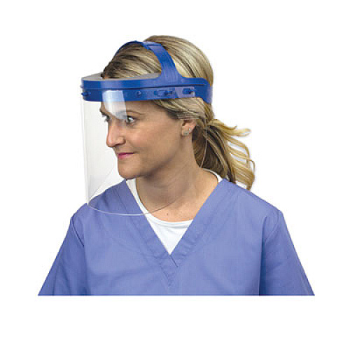 Suncast Fully Assembled Full Length Face Shield with Head Gear, 16.5 x 10.25 x 11, Clear/Blue, 16/Carton (HGASSY16)