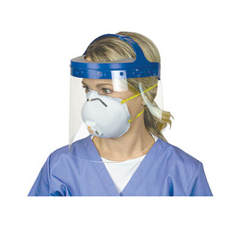 Suncast Fully Assembled Full Length Face Shield with Head Gear, 16.5 x 10.25 x 11, Clear/Blue, 16/Carton (HGASSY16)