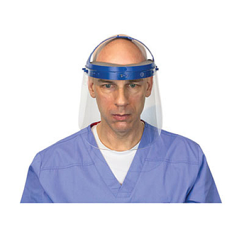 Suncast Fully Assembled Full Length Face Shield with Head Gear, 16.5 x 10.25 x 11, Clear/Blue, 16/Carton (HGASSY16)