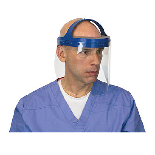 Suncast Fully Assembled Full Length Face Shield with Head Gear, 16.5 x 10.25 x 11, Clear/Blue, 16/Carton (HGASSY16)