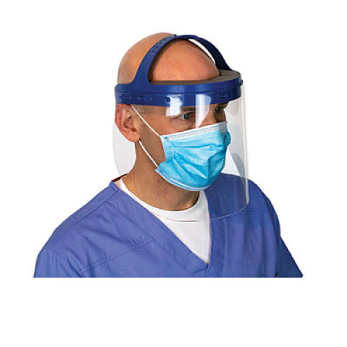 Suncast Fully Assembled Full Length Face Shield with Head Gear, 16.5 x 10.25 x 11, Clear/Blue, 16/Carton (HGASSY16)