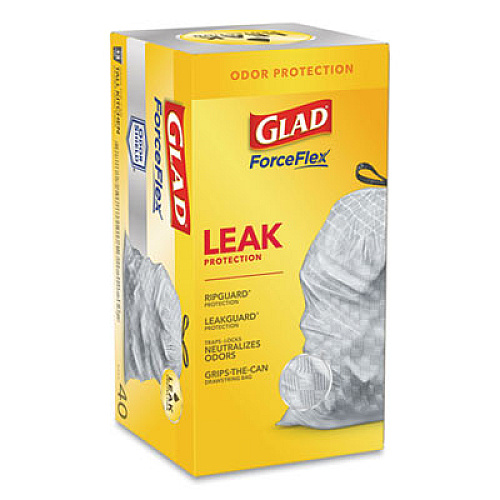 Glad TALL KITCHEN DRAWSTRING TRASH BAGS, 13 GAL, 0.72 MIL, 23.75" X 24.88", WHITE, 240/CARTON (79008CT)