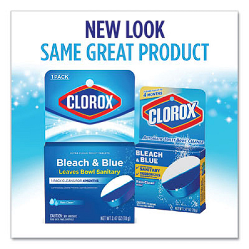 Clorox BLEACH AND BLUE AUTOMATIC TOILET BOWL CLEANER, RAIN CLEAN, 2.47 OZ TABLET, 12/CARTON (30176CT)