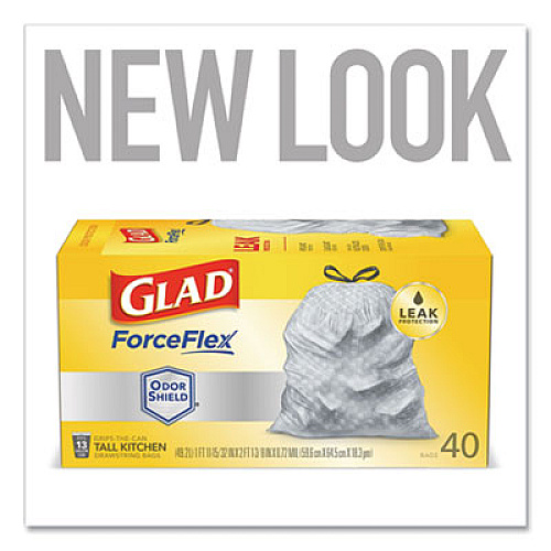 Glad TALL KITCHEN DRAWSTRING TRASH BAGS, 13 GAL, 0.72 MIL, 23.75" X 24.88", WHITE, 240/CARTON (79008CT)