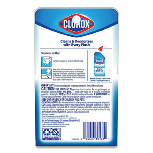 Clorox BLEACH AND BLUE AUTOMATIC TOILET BOWL CLEANER, RAIN CLEAN, 2.47 OZ TABLET, 12/CARTON (30176CT)