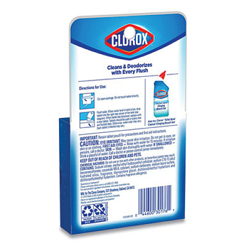 Clorox BLEACH AND BLUE AUTOMATIC TOILET BOWL CLEANER, RAIN CLEAN, 2.47 OZ TABLET, 12/CARTON (30176CT)
