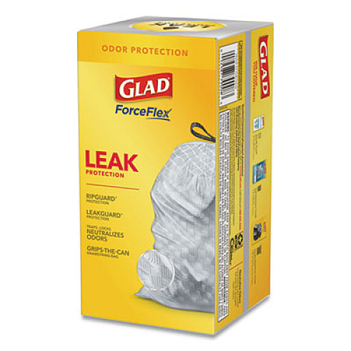 Glad TALL KITCHEN DRAWSTRING TRASH BAGS, 13 GAL, 0.72 MIL, 23.75" X 24.88", WHITE, 240/CARTON (79008CT)