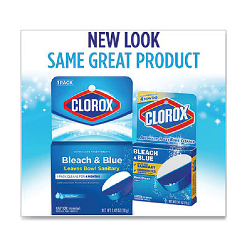 Clorox BLEACH AND BLUE AUTOMATIC TOILET BOWL CLEANER, RAIN CLEAN, 2.47 OZ TABLET (30176)