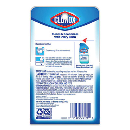 Clorox BLEACH AND BLUE AUTOMATIC TOILET BOWL CLEANER, RAIN CLEAN, 2.47 OZ TABLET, 12/CARTON (30176CT)