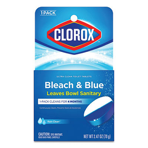 Clorox BLEACH AND BLUE AUTOMATIC TOILET BOWL CLEANER, RAIN CLEAN, 2.47 OZ TABLET (30176)