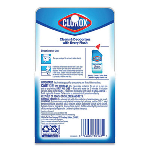 Clorox BLEACH AND BLUE AUTOMATIC TOILET BOWL CLEANER, RAIN CLEAN, 2.47 OZ TABLET (30176)