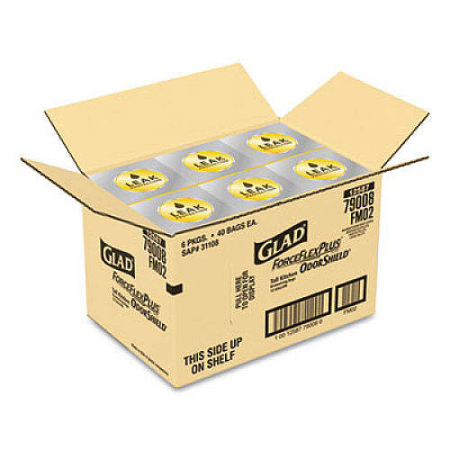 Glad TALL KITCHEN DRAWSTRING TRASH BAGS, 13 GAL, 0.72 MIL, 23.75" X 24.88", WHITE, 240/CARTON (79008CT)