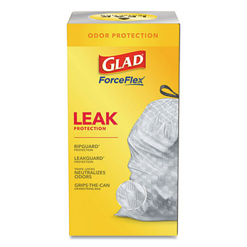 Glad TALL KITCHEN DRAWSTRING TRASH BAGS, 13 GAL, 0.72 MIL, 23.75" X 24.88", WHITE, 240/CARTON (79008CT)