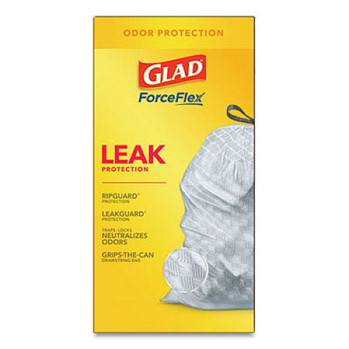 Glad TALL KITCHEN DRAWSTRING TRASH BAGS, 13 GAL, 0.72 MIL, 23.75" X 24.88", WHITE, 240/CARTON (79008CT)